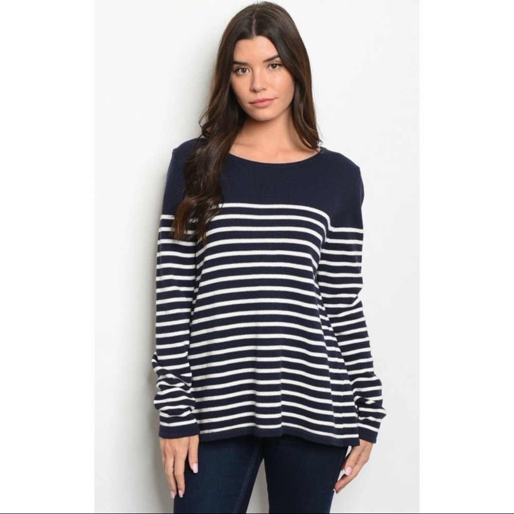 White Stripes Sweater